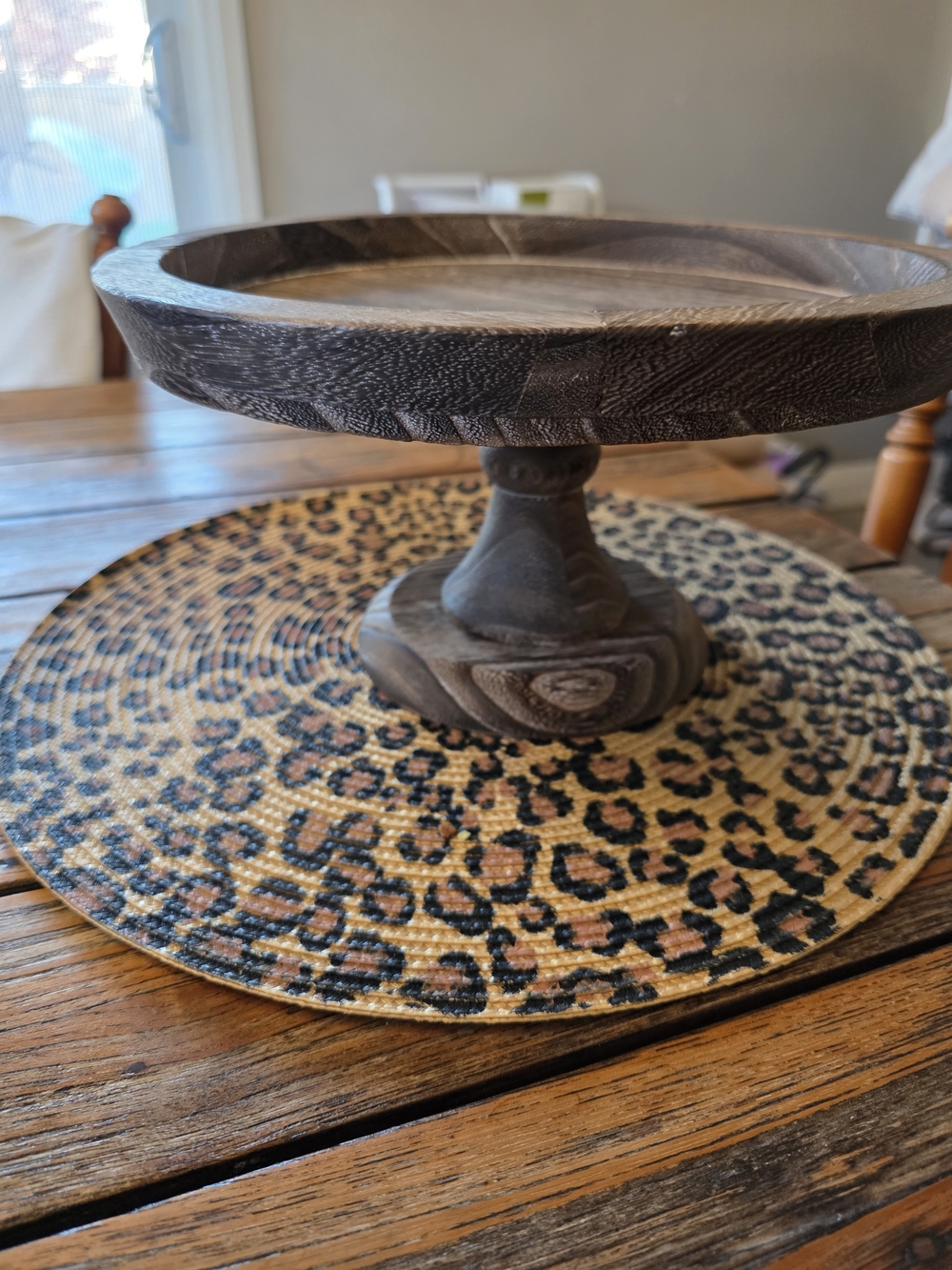 Wood Pedestal Cake Stand in Dark Brown